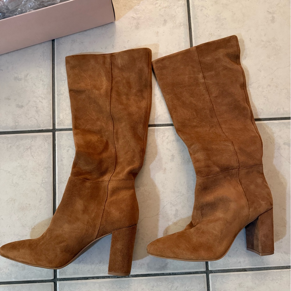 Chinese Laundry Brown Suede High Heeled Boots Size 8.5